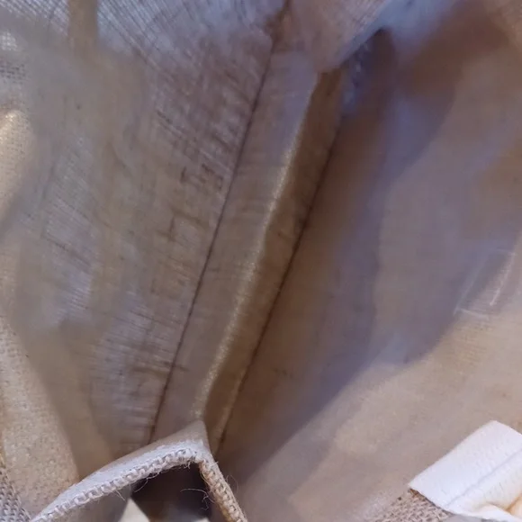 "Hello Weekend" Natural Burlap Tote Bag - Picture 6 of 7